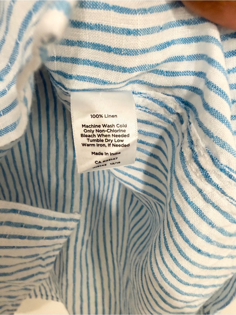 Talbots 100% Linen Blue Stripe Button Shirt Coastal Grandma Quiet Luxury XL - Picture 4 of 7